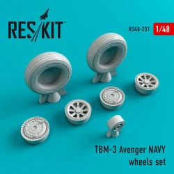 Reskit RS48-0231 - 1/48 TBM-3 Avenger Land based wheels set, scale Resin Detail