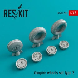 Reskit RS48-0250 - 1/48 Vampire type 2 wheels set, scale model Resin Detail kit