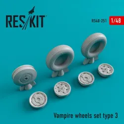 Reskit RS48-0251 - 1/48 Vampire type 3 wheels set, scale model Resin Detail kit