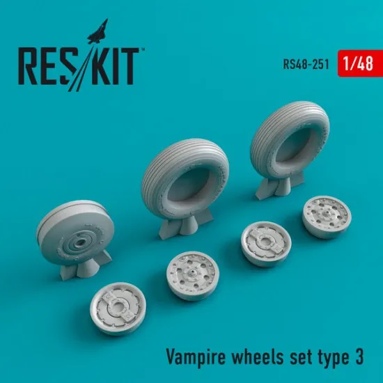 Reskit RS48-0251 - 1/48 Vampire type 3 wheels set, scale model Resin Detail kit
