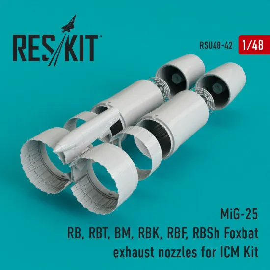 Reskit RSU48-0042 - 1/48 MiG-25 RB,RBT,BM,RBK,RBF... Foxbat exhaust nozzles ICM