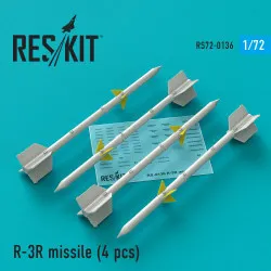 Reskit RS72-0136 - 1/72 R-3R missile (4 pcs) (MiG-21, MiG-23) model scale kit
