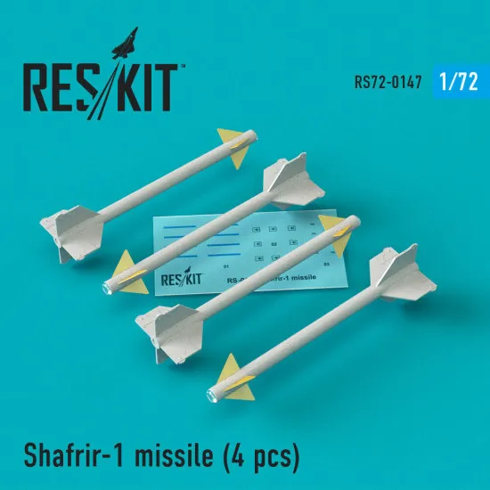 Reskit RS72-0147 - 1/72 Shafrir-1 missile 4 pcs Mirage 3C,Mirage 3CJ,Vautour II