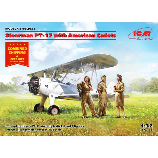 ICM 32051 - 1/32 - Stearman PT-17 with American Cadets. Scale model kit