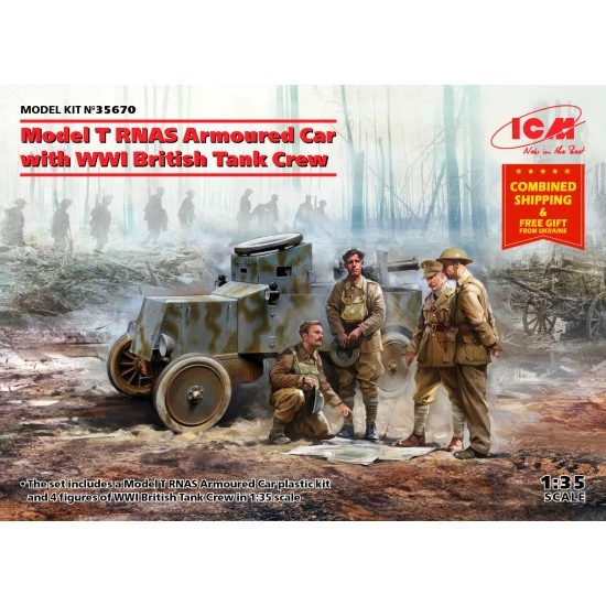 ICM 35670 - 1/35 - Model T RNAS Armoured Car with WWI British Tank Crew