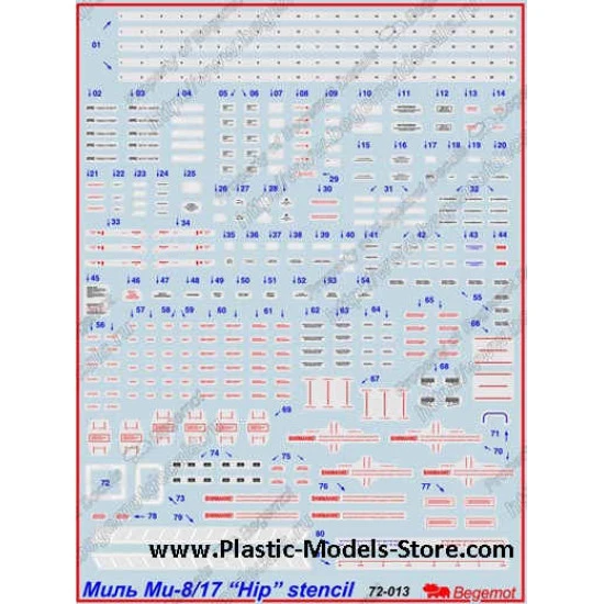 Mil Mi-8/17 full stencil decals set 1/72 BEGEMOT 72013 Mil Mi-8/17 full stencil decals set 1/72 BEGEMOT 72013