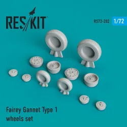 Reskit RS72-0202 - 1/72 Fairey Gannet Type 1 wheels set scale Resin Detail kit
