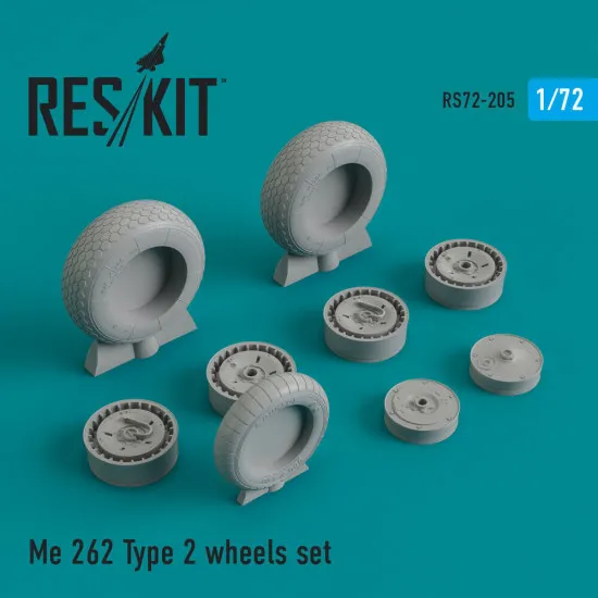 Reskit RS72-0205 - 1/72 Me.262 Type 2 wheels set model, scale Resin Detail kit