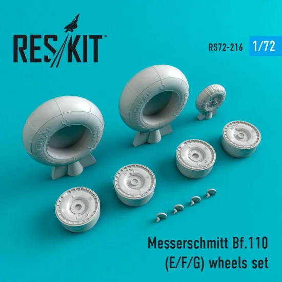Reskit RS72-0216 - 1/72 Bf.110 (E/F/G) wheels set scale model Resin Detail kit