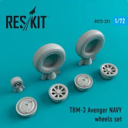 Reskit RS72-0231 - 1/72 TBM-3 Avenger NAVY wheels set, scale Resin Detail