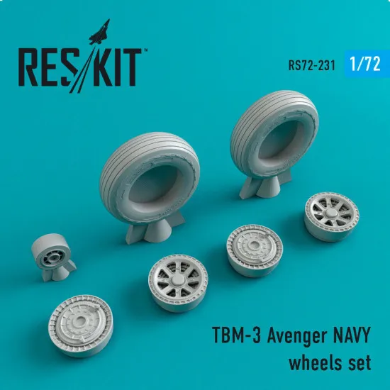 Reskit RS72-0231 - 1/72 TBM-3 Avenger NAVY wheels set, scale Resin Detail