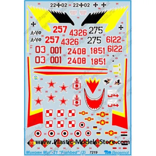 Mikoyan MiG-21 part 2 decals set 1/72 BEGEMOT 72019