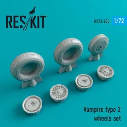 Reskit RS72-0250 - 1/72 Vampire type 2 wheels set, scale model Resin Detail kit
