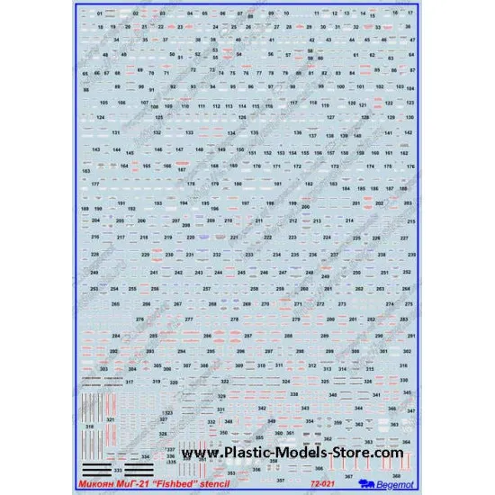 Mikoyan MiG-21 stencil decals set 1/72 BEGEMOT 72021
