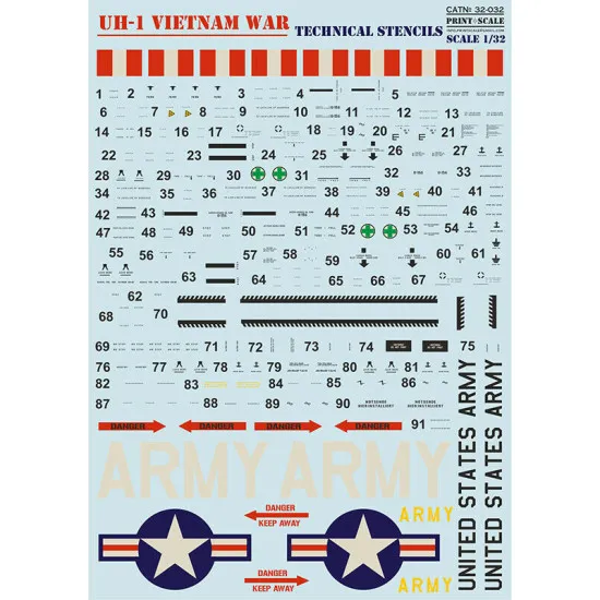 Print Scale 32-031 - 1/32 - UH-1 Air Ambulance in Vietnam War + Tech.Stencils