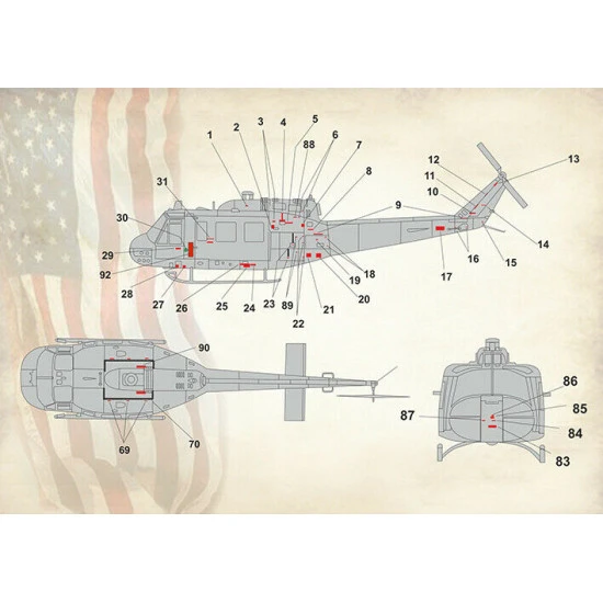 Print Scale 32-032 - 1/32 - UH-1 Air Ambulance in Vietnam War (Tech.Stencils)