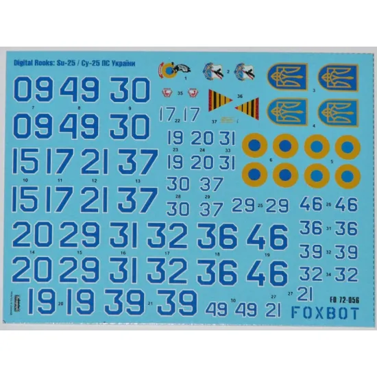 Us Stock Decals For Digital Rooks Sukhoi Su-25 1/72 Scale Foxbot 72-056