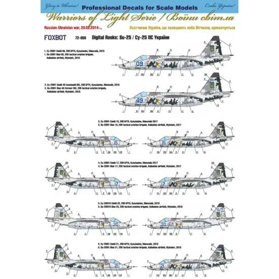 Us Stock Decals For Digital Rooks Sukhoi Su-25 1/72 Scale Foxbot 72-056
