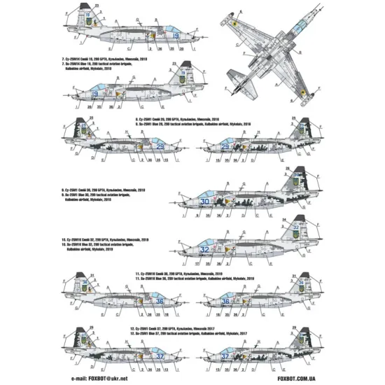Us Stock Decals For Digital Rooks Sukhoi Su-25 1/72 Scale Foxbot 72-056