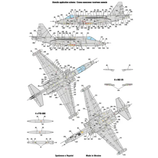 Us Stock Decals For Digital Rooks Sukhoi Su-25 1/72 Scale Foxbot 72-056