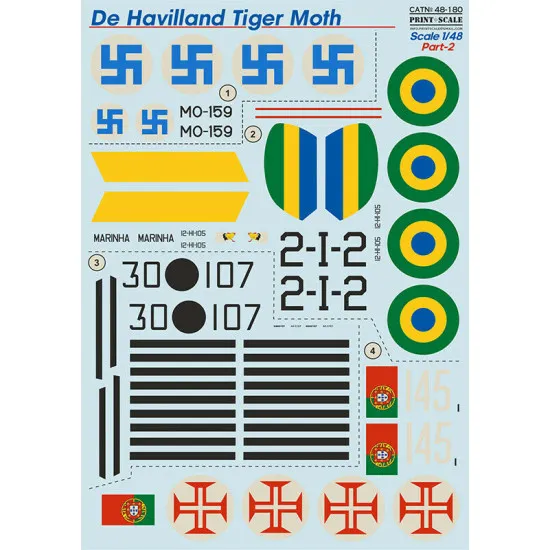 Print Scale 48-180 - 1/48 - De Havilland Tiger Moth Part 2, Wet Decals