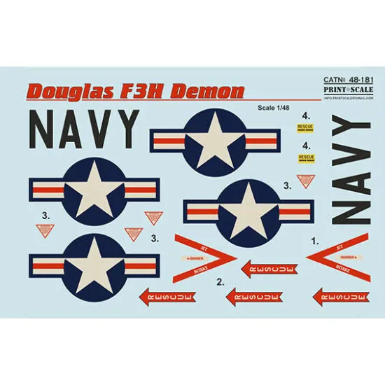 Print Scale 48-181 - 1/48 - Douglas F3H Demon Part 1, Wet Decals