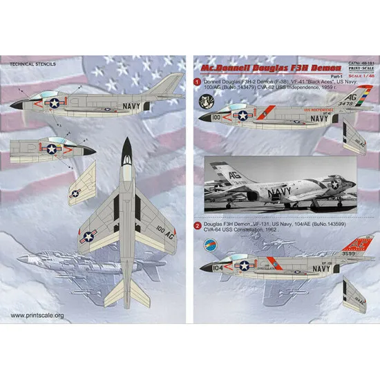 Print Scale 48-181 - 1/48 - Douglas F3H Demon Part 1, Wet Decals