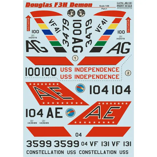 Print Scale 48-181 - 1/48 - Douglas F3H Demon Part 1, Wet Decals