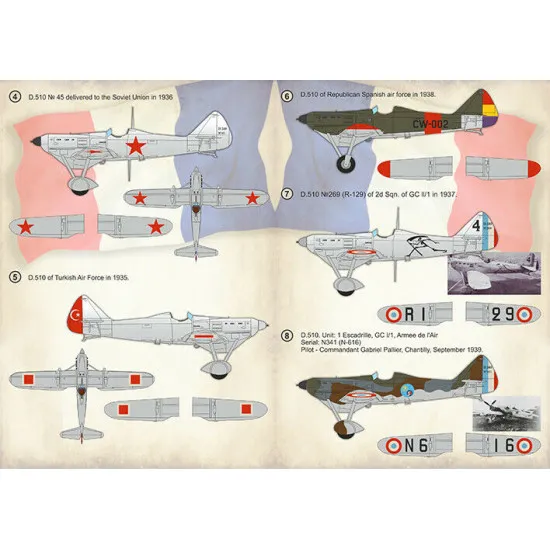 Print Scale 72-409 - 1/72 - Dewoitine D.510. Part 2 . Decal sheet