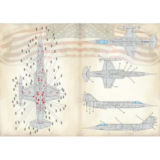 Print Scale 72-414 - 1/72 - Lockheed F-104 Starfigter Technical Stencils, Decal