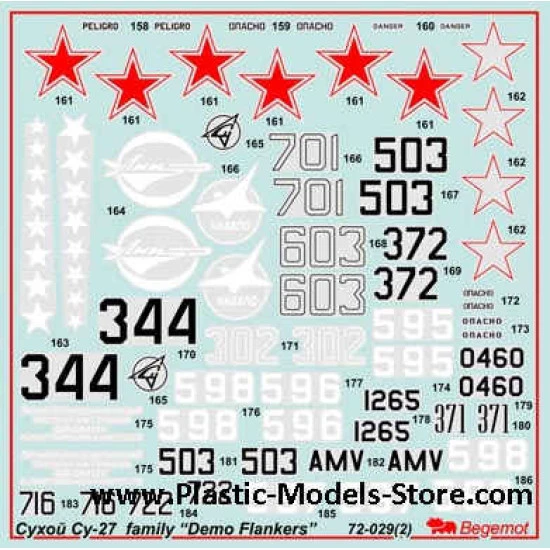 Demo aircrafts of Su-27 decals set 1/72 BEGEMOT 72029
