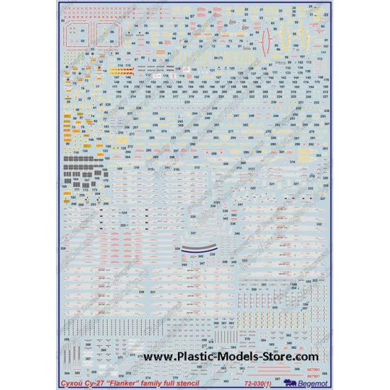 Sukhoi Su-27 complete stencil decals 1/72 BEGEMOT 72030