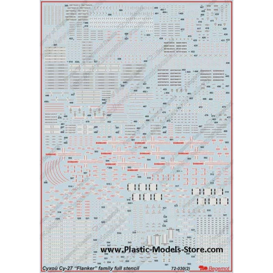 Sukhoi Su-27 complete stencil decals 1/72 BEGEMOT 72030