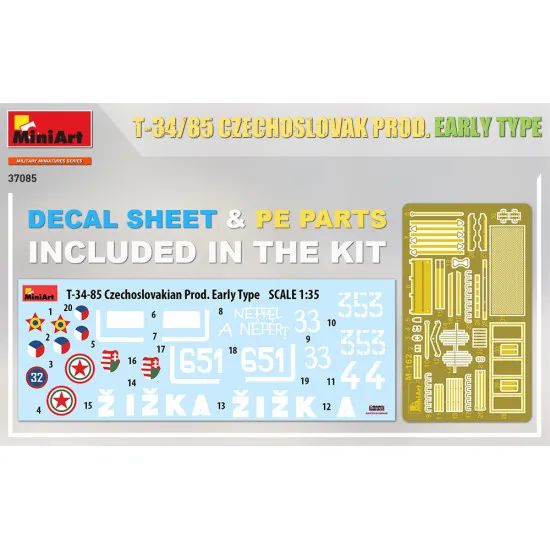 Miniart 37085- 1/35 T-34/85 Czechoslovak prod. early type scale model kit