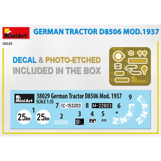 Miniart 38029- 1/35 German tractor d8506 mod. 1937 scale model kit