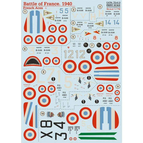 Print Scale PSR 72-413 - 1/72 - Battle of France. 1940 NEW scale decal for model