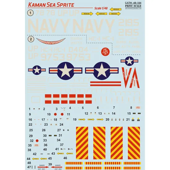 Print Scale PSR 48-184 - 1/48 - Kaman Sea Sprite scale wet decal for plastic model