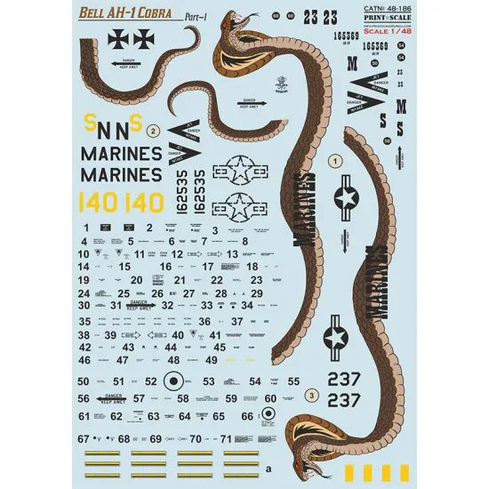 Print Scale PSR 48-186 - 1/48 - Bell AH-1 Cobra Part 1 scale decal plastic model