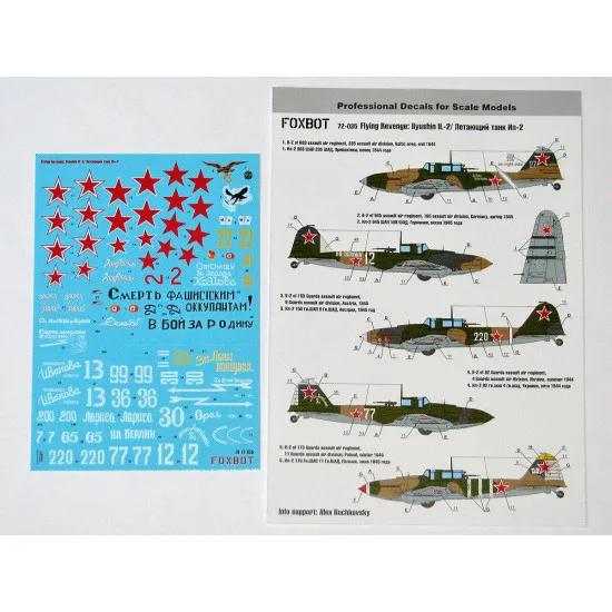 Foxbot 72-035 - 1/72 Decals for plastic model Flying Revenge Ilyushin Il-2