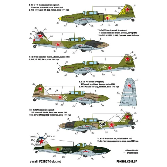 Foxbot 72-035 - 1/72 Decals for plastic model Flying Revenge Ilyushin Il-2