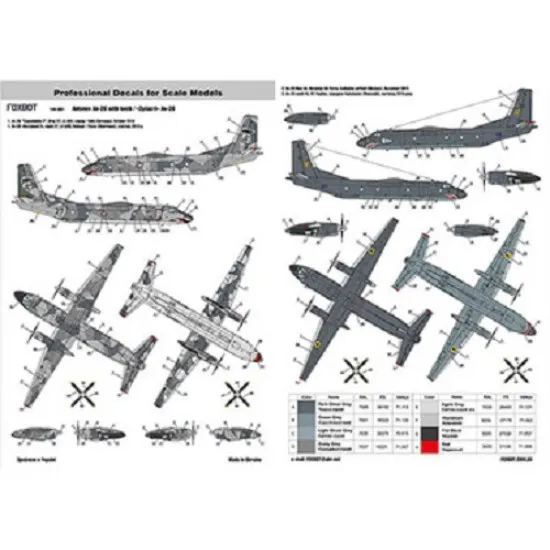 Foxbot 144-001 Decals for model Antonov AN-26 With Teeth 1/144 scale kit