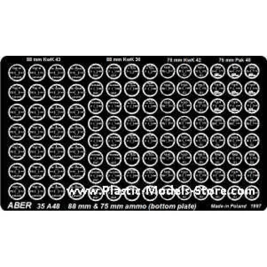Bottom plates to German 88 & 75 mm Ammo photo-etched set 1/35 Aber 35A048