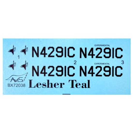 AVIS AV72038 - 1/72 - EXPERIMENTAL AIRCRAFT LESHER TEAL PLASTIC MODEL KIT