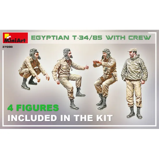 Miniart 37098 - 1/35 - Egyptian t-34/85 with crew. scale plastic model kit