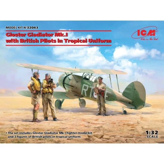 ICM 32043 - 1/32 - Gloster Gladiator Mk.I with British pilots tropical uniform