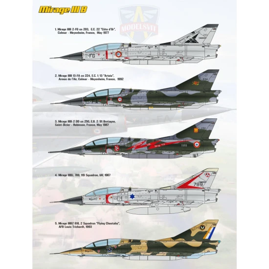 ModelSvit 72060 - 1/72 Mirage IIIB operational trainer. 216mm, 162 pcs