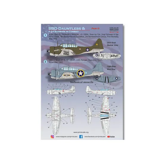 Print Scale 48-195 - 1/48 - SBD Dauntless and A-24 Banshee in combat. Part 3 kit