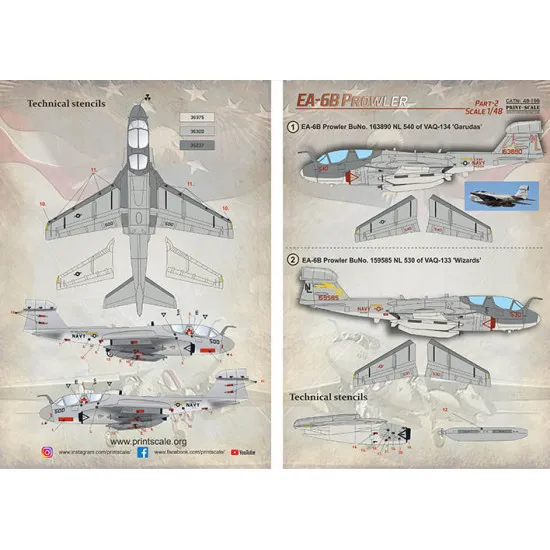 Print Scale 48-196 - 1/48 - EA-6 Prowler Part 2 scale decal plastic model kit