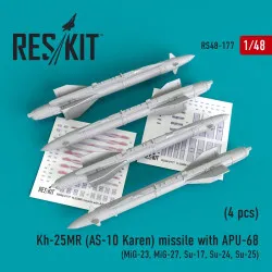 Reskit RS48-0177 - 1/48 Kh-25MR (AS-10 Karen) missile with APU-68 (4 pcs) scale