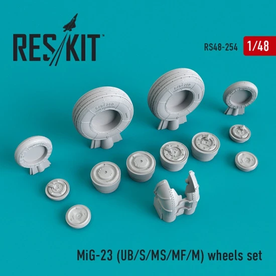Reskit RS48-0254 - 1/48 MiG-23 (UB/S/MS/MF/M) wheels set scale resin model kit